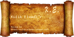 Kulik Elemér névjegykártya